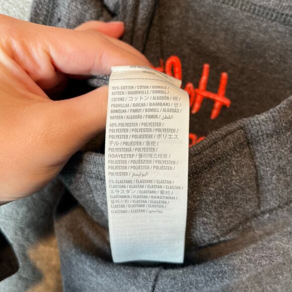 Y2K Vintage Hollister Wide Leg Lounge Pants Medium Gray Orange Embroidered Logo - Picture 2 of 6